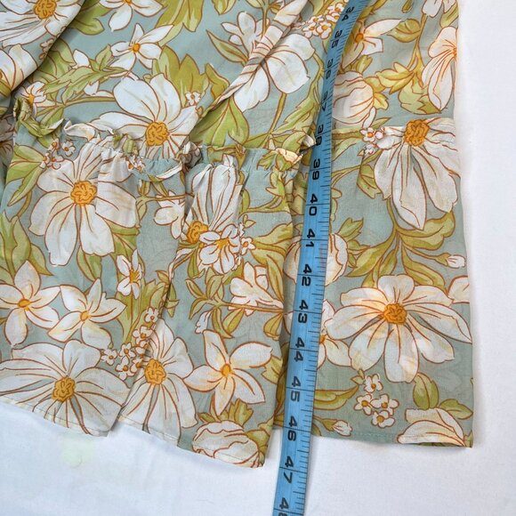 Rachel Parcell Daisy Floral Chiffon Drawstring Midi-Dress Light Blue Yellow Med - Picture 9 of 13